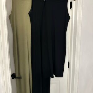 A New Day Ribbed Cotton Black and Olive Sleeveless Dresses (lot of 3) sz M
